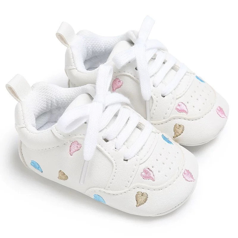First Walker Fashion PU Leather cotton sole casual shoes first walking shoes Hearts white color